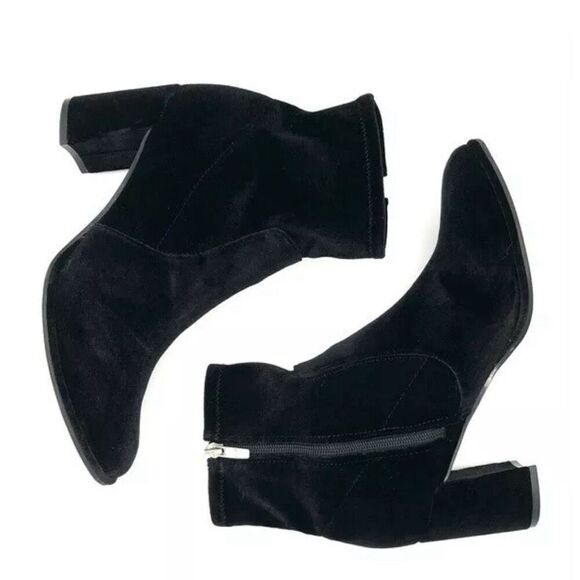 Marc Fisher Womens Lizzy Stretch Textile Velvet Block Heeled Boots Black Size 10 - Picture 1 of 11